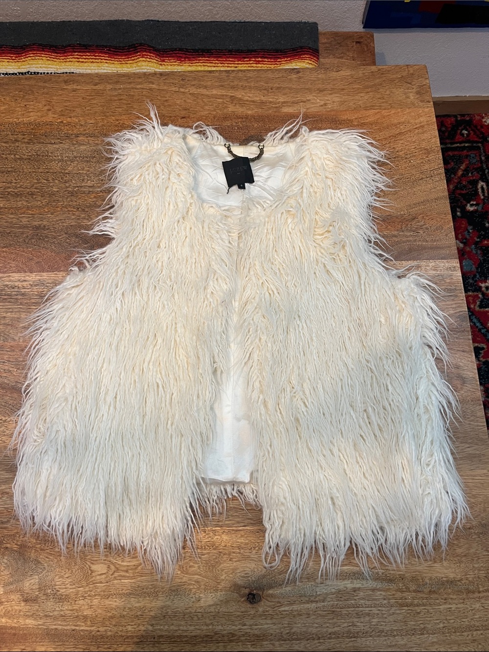 Vintage 2010 J.Crew Cream Faux-Fur Vest  - Soft Faux Shearling Layer